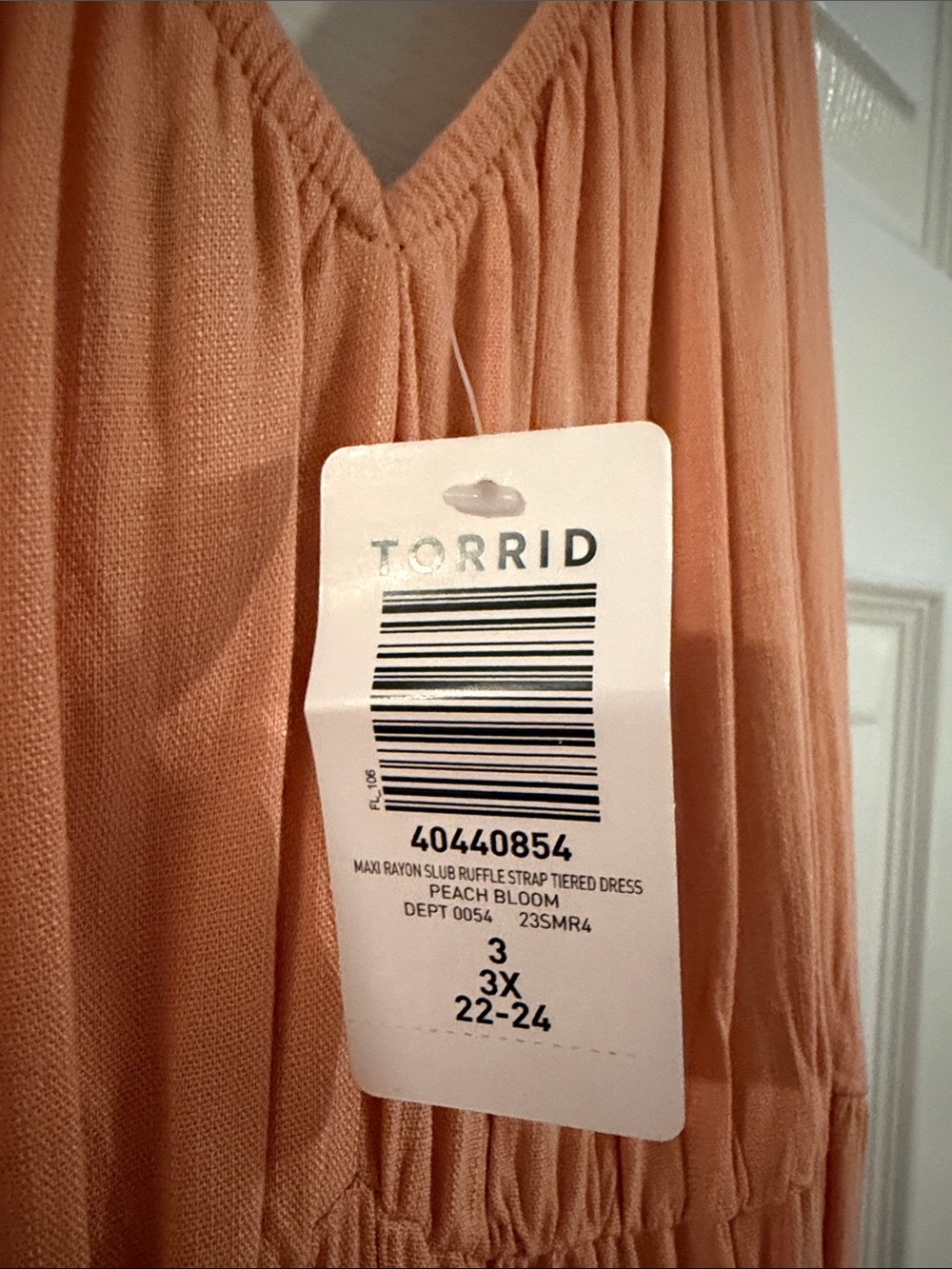 torrid Peach-Colored Lightweight V-Neck Dress - Picture 5 of 5